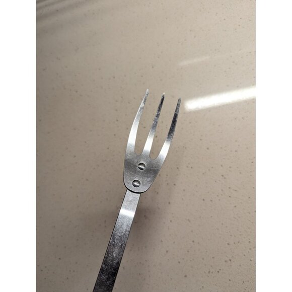 Vintage Ekco Forge Stainless Steel 3 Prong Meat Utility Fork Red Handle 11 1/4" - Picture 3 of 13